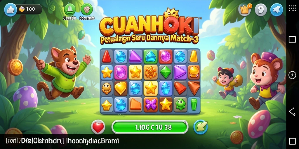 Screenshot gameplay CUANHOKI menampilkan aksi mencocokkan item Match-3 yang seru.