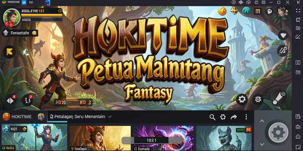 Tangkapan layar HOKITIME menunjukkan aksi petualangan seru di dunia fantasi.