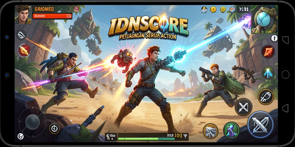 Tangkapan layar menampilkan aksi intens dalam gameplay IDNSCORE.