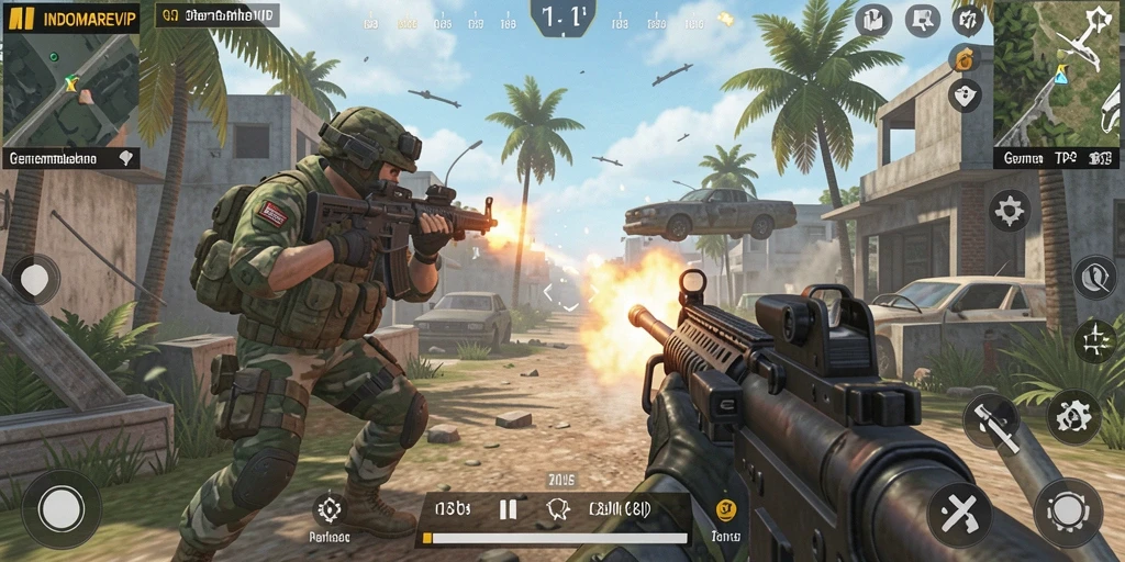 Tampilan menarik dari gameplay INDOMAREVIP dengan aksi menembak yang seru.