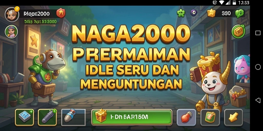 Screenshot gameplay NAGA2000 menampilkan kemajuan karakter dalam game Idle.