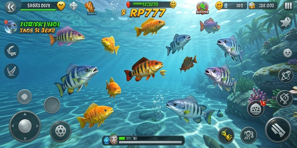 Tampilan gameplay seru saat menembak ikan di RP777.