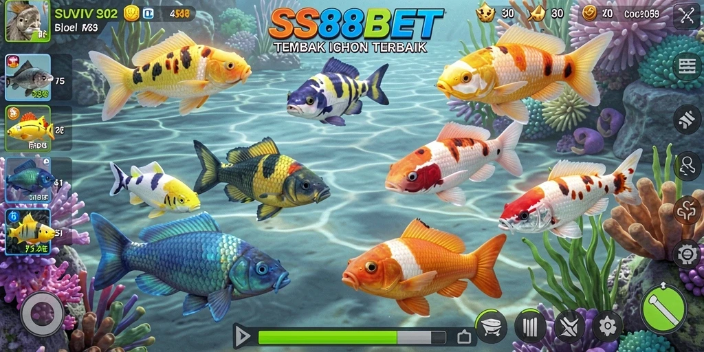 Tangkapan layar gameplay <strong>SS88BET</strong> menampilkan suasana bawah laut yang seru dan penuh warna.