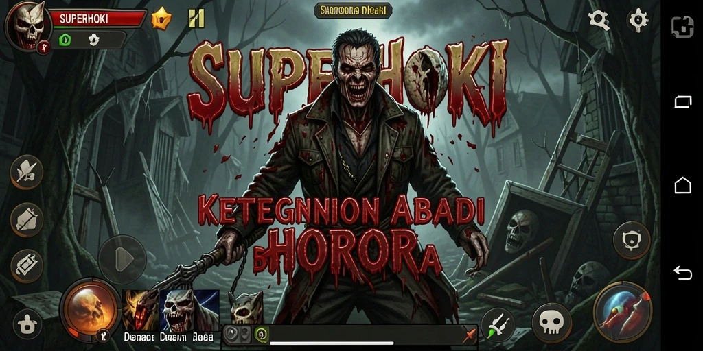 Screenshot dari gameplay SUPERHOKI yang menakutkan dan mencekam.