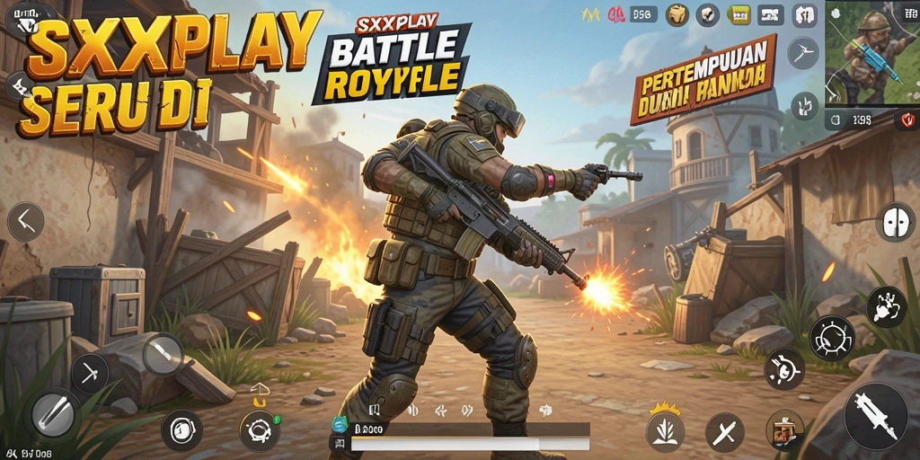 Screenshot menampilkan aksi seru dalam gameplay SXXPLAY Battle Royale.